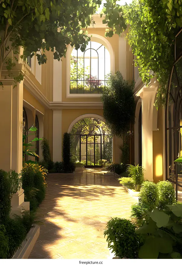 Sunlight Through The Window Of A Beautiful Courtyard