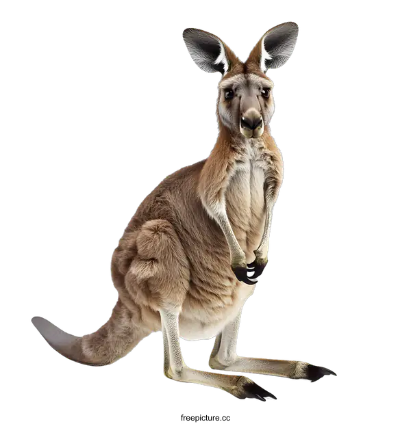 [Transparent Background PNG]Red Kangaroo Standing on White Background