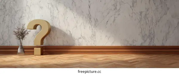 Golden Question Mark in an Elegant Interior Setting