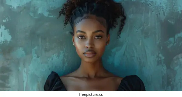 portrait of a beautiful black woman with curly hair