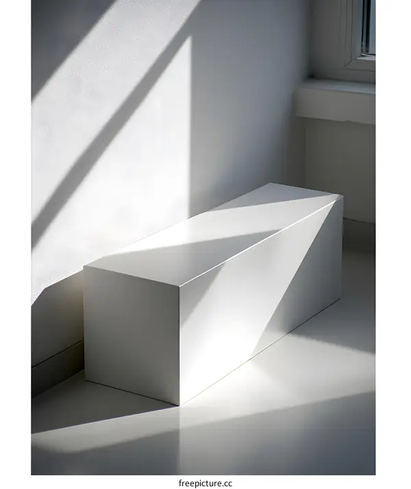 White Rectangular Platform With Light Shadows