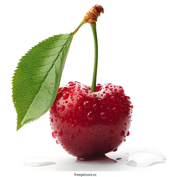 Fresh red cherry with water drops