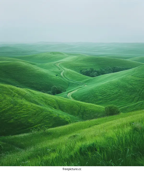 Rolling Green Hills with a Path