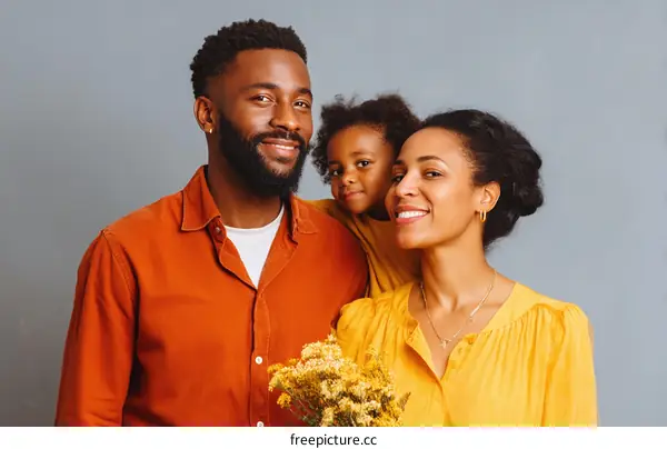 Happy Family Portrait with Flowers