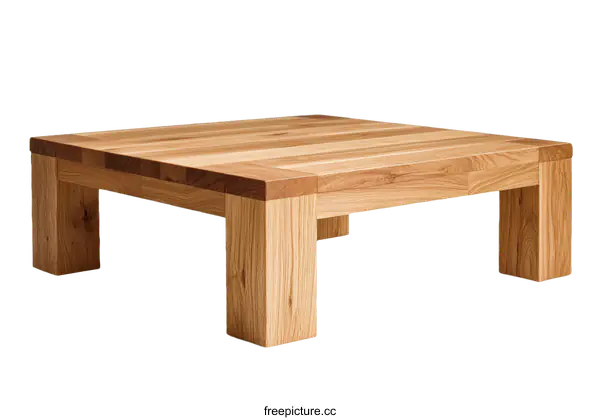 [Transparent Background PNG]Modern Solid Wood Square Coffee Table
