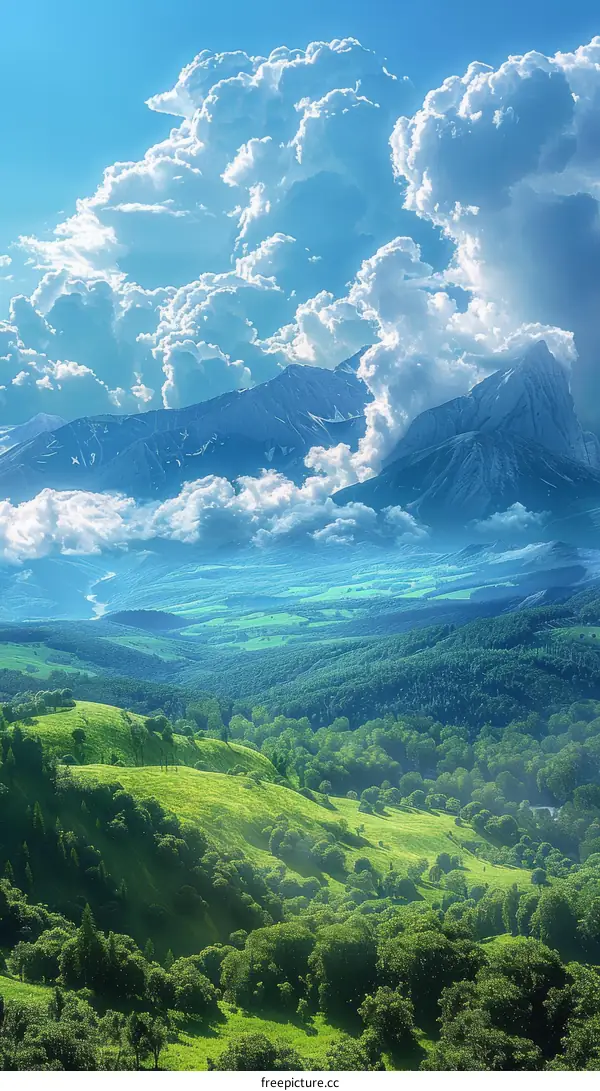 Majestic Mountain Range Under a Blue Sky