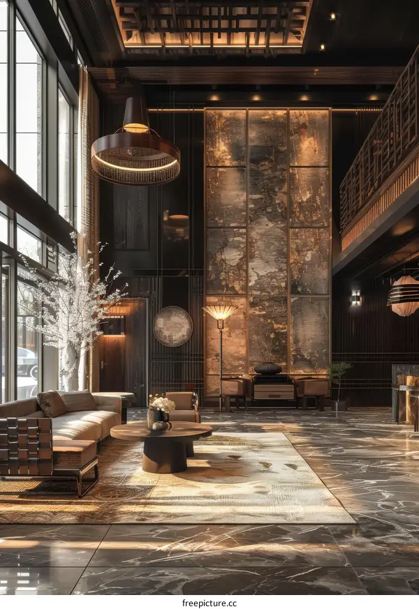 Luxury Modern Asian Inspired Lobby Interior Design