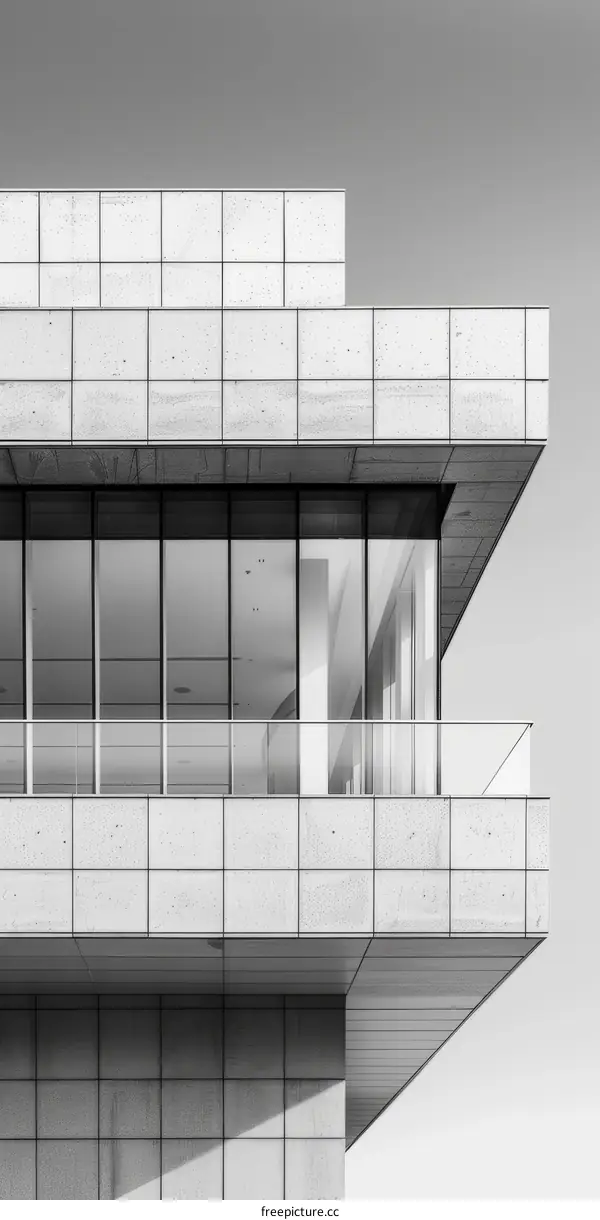 Black and White Photography of a Modern Office Building