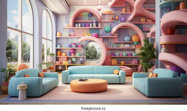 Surreal Living Room with Abstract Furniture