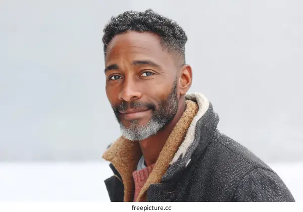 Portrait of a Black Man in Winter