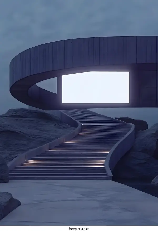 Modern Architecture Concrete Steps  Light