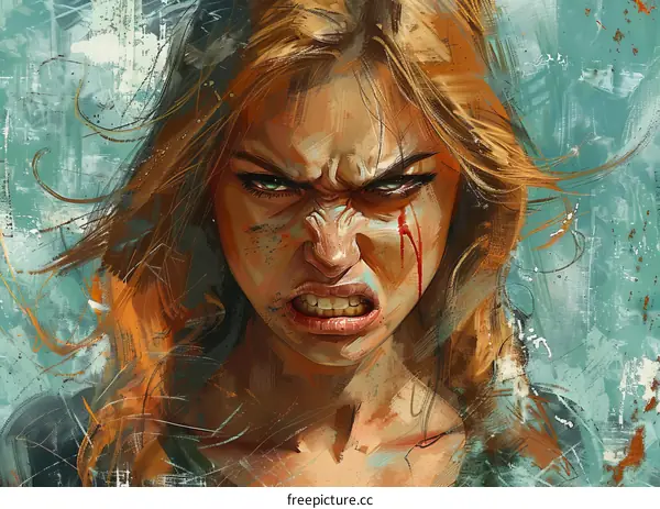 portrait of a fierce looking woman