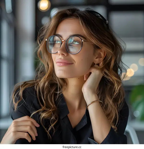 portrait of a beautiful young woman with glasses