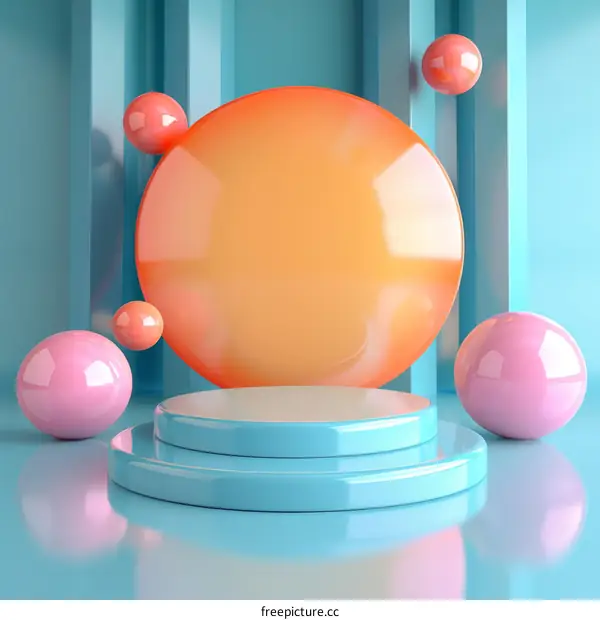 Colorful Geometric Shapes Display Podium