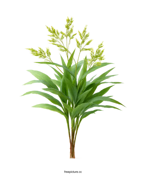 [Transparent Background PNG]Green Grass Plant Close-up on White Background