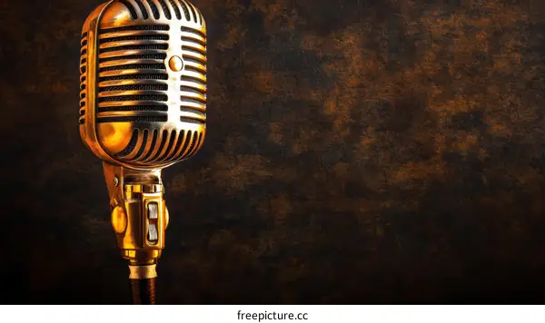 Vintage Microphone on Dark Background