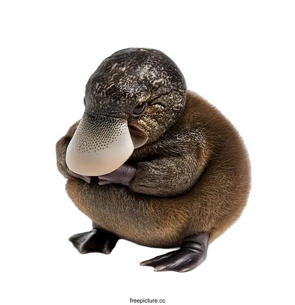 [Transparent Background PNG]Cute Baby Platypus Sitting On White Background