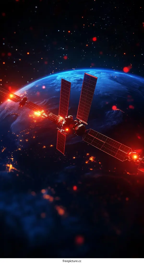 Space Station Orbiting Earth in a Dynamic Illustration