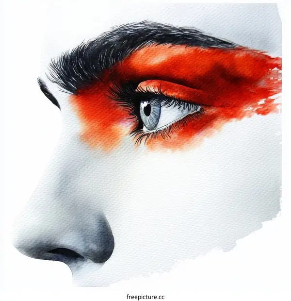 Closeup Profile Portrait of a Woman with Striking Makeup