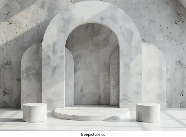 Modern Minimalist Concrete Archway Display Background