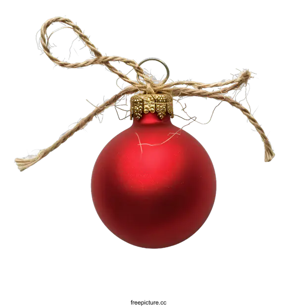 [Transparent Background PNG]Red Christmas Ornament with Twine Bow on White Background