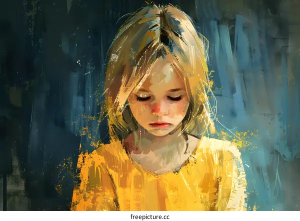 Portrait of a blonde girl in a yellow dress