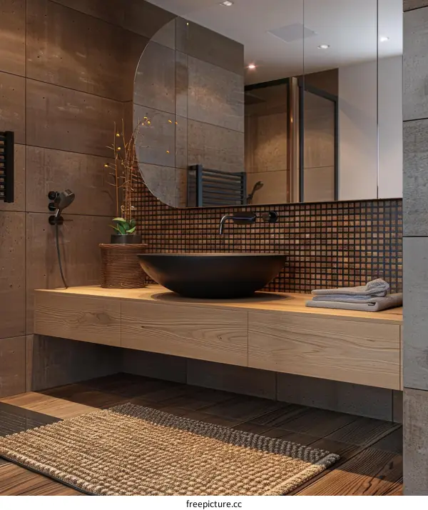 Modern Minimalist Bathroom Design with Wooden Vanity