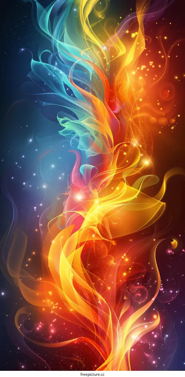 Colorful Abstract Background with Flowing Lines and Sparkles