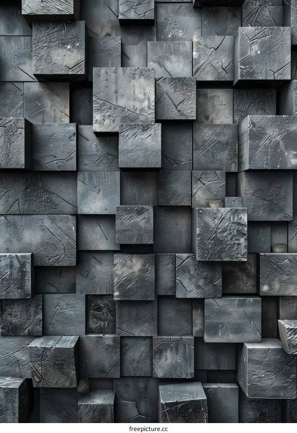 Black Concrete 3D Cube Background Texture