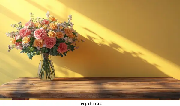 Beautiful Bouquet of Roses in a Vase