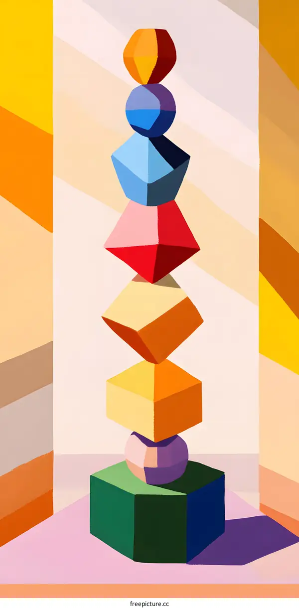 Abstract Geometric Shapes Stacked On Top Of Each Other