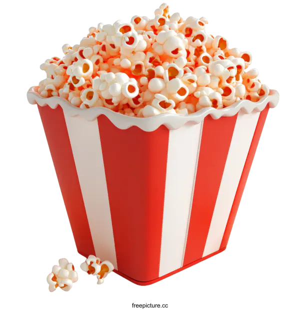 [Transparent Background PNG]Popcorn in a Striped Container