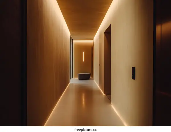 Minimalist Interior Design Corridor with Warm Lighting