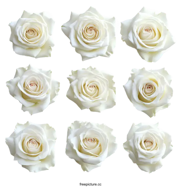 [Transparent Background PNG]Elegant White Roses Pattern Design
