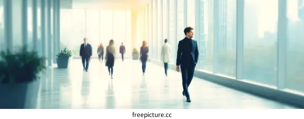 Modern Business Corridor with Diverse People