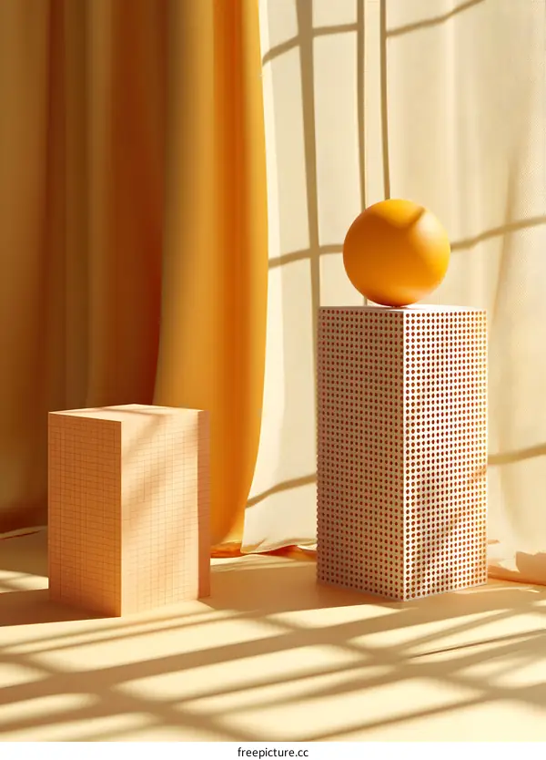 Minimalist Geometric Shapes with Orange Color and Light