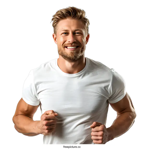[Transparent Background PNG]Portrait of a smiling fit young man