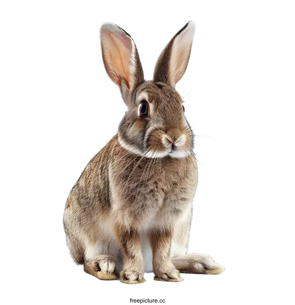 [Transparent Background PNG]Cute Brown Rabbit Sitting on White Background