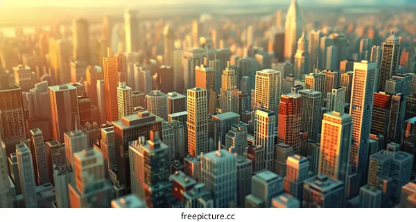 Small City at Sunset