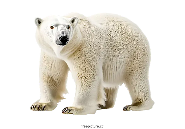 [Transparent Background PNG]Majestic Polar Bear Portrait Against White Background