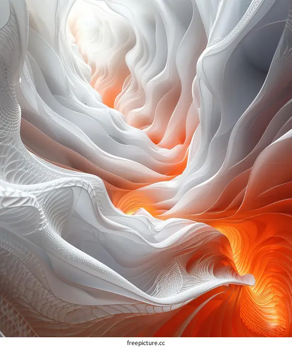 Vibrant White and Orange Abstract 3D Fractal Background