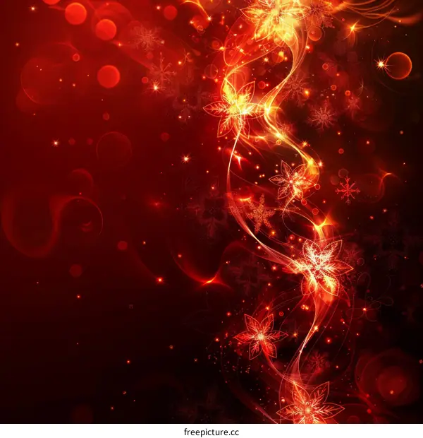 Red Flower and Snowflake: Winter Floral Art