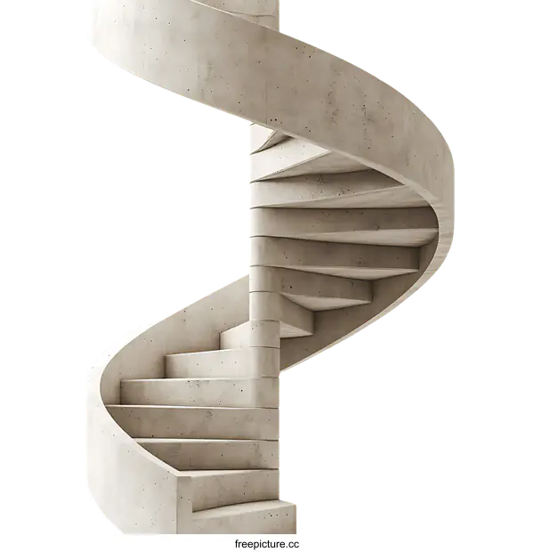 [Transparent Background PNG]Spiral Concrete Staircase Design