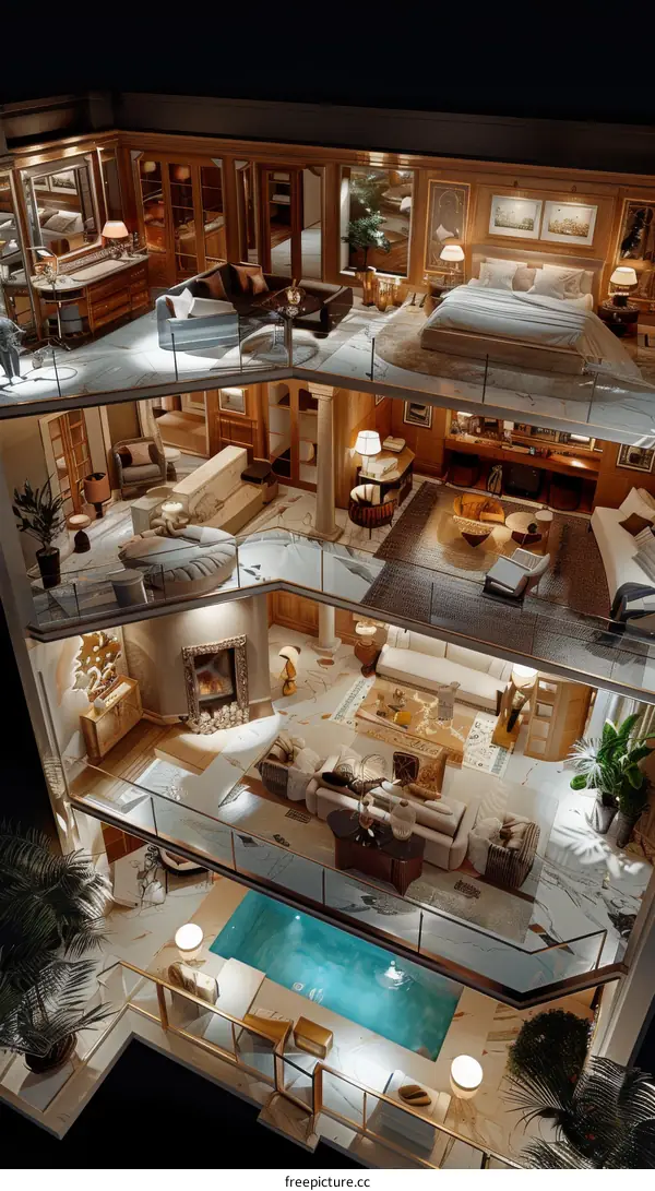 Luxury Multi-Level Mansion with Pool