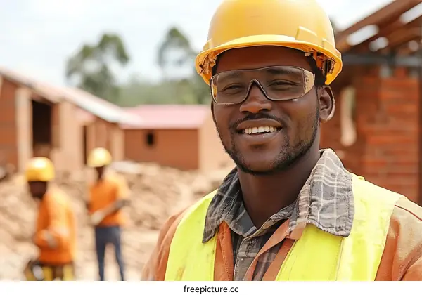 African Construction Worker at Worksite