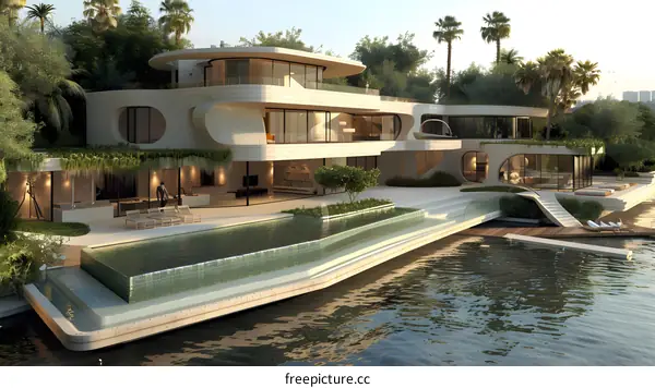 Modern luxury house with pool and amazing view