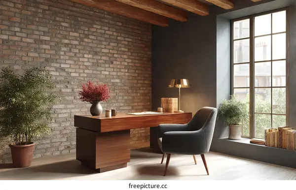 Modern Industrial Home Office Interior Design