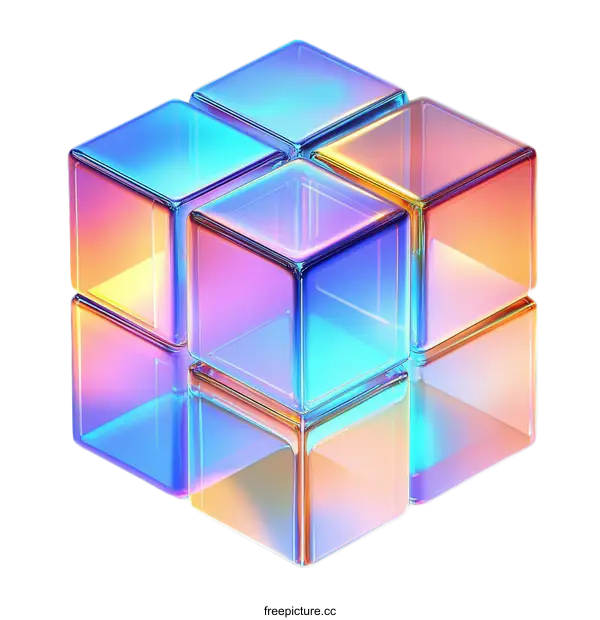 [Transparent Background PNG]Abstract Colorful Interlocking Cubes