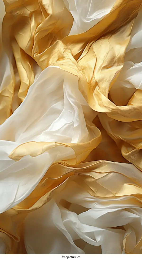 Golden and white silk fabric