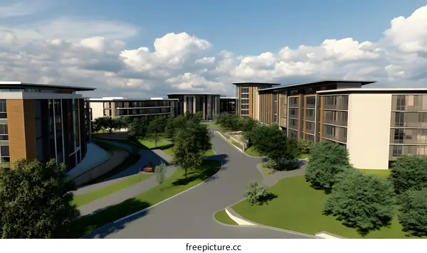 Modern Apartment Buildings Aerial View